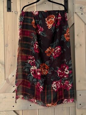 H&M Plaid and Floral Oversized Scarf
